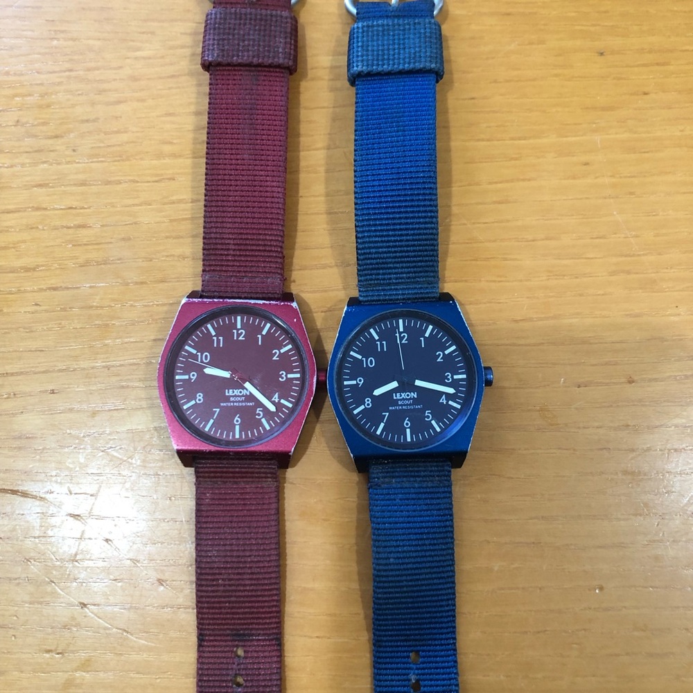 Lexon Red and Blue Nylon Strap Watches